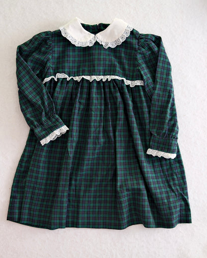 Vintage Handmade Green Plaid Dress: 5T?