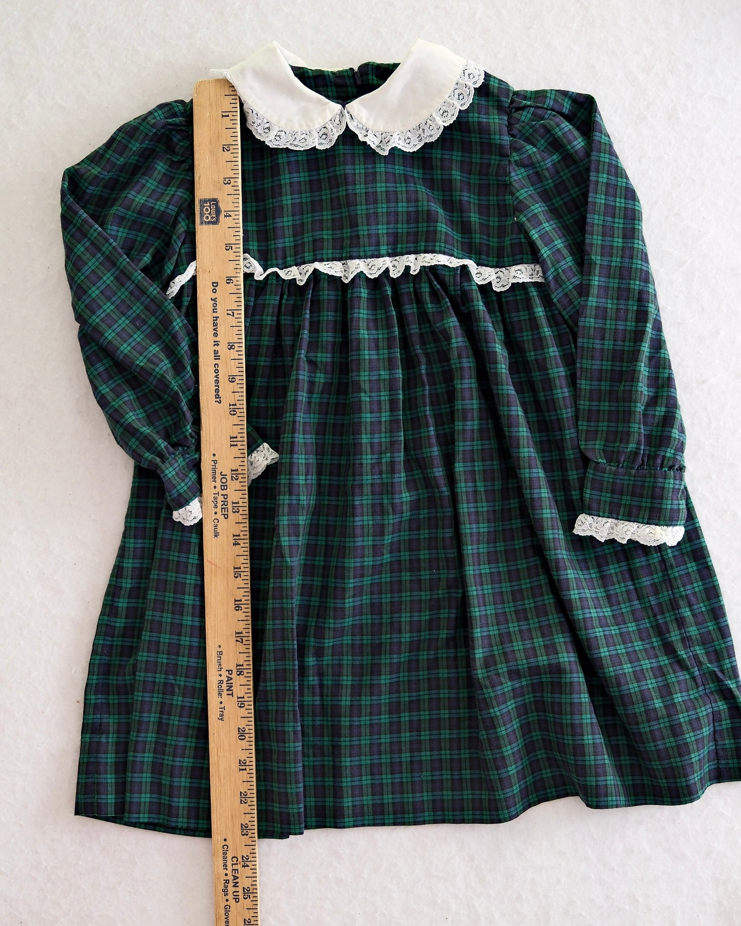 Vintage Handmade Green Plaid Dress: 5T?