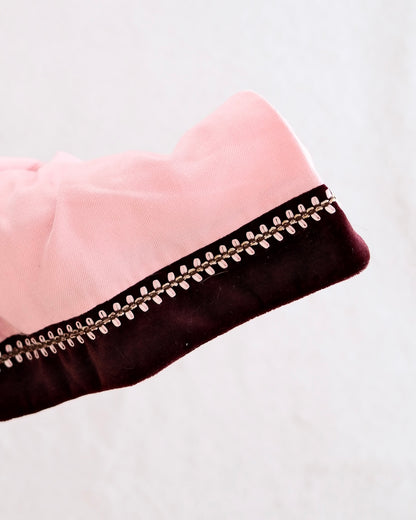 Vintage Pink Velvet-Trim Shift Dress: 12m