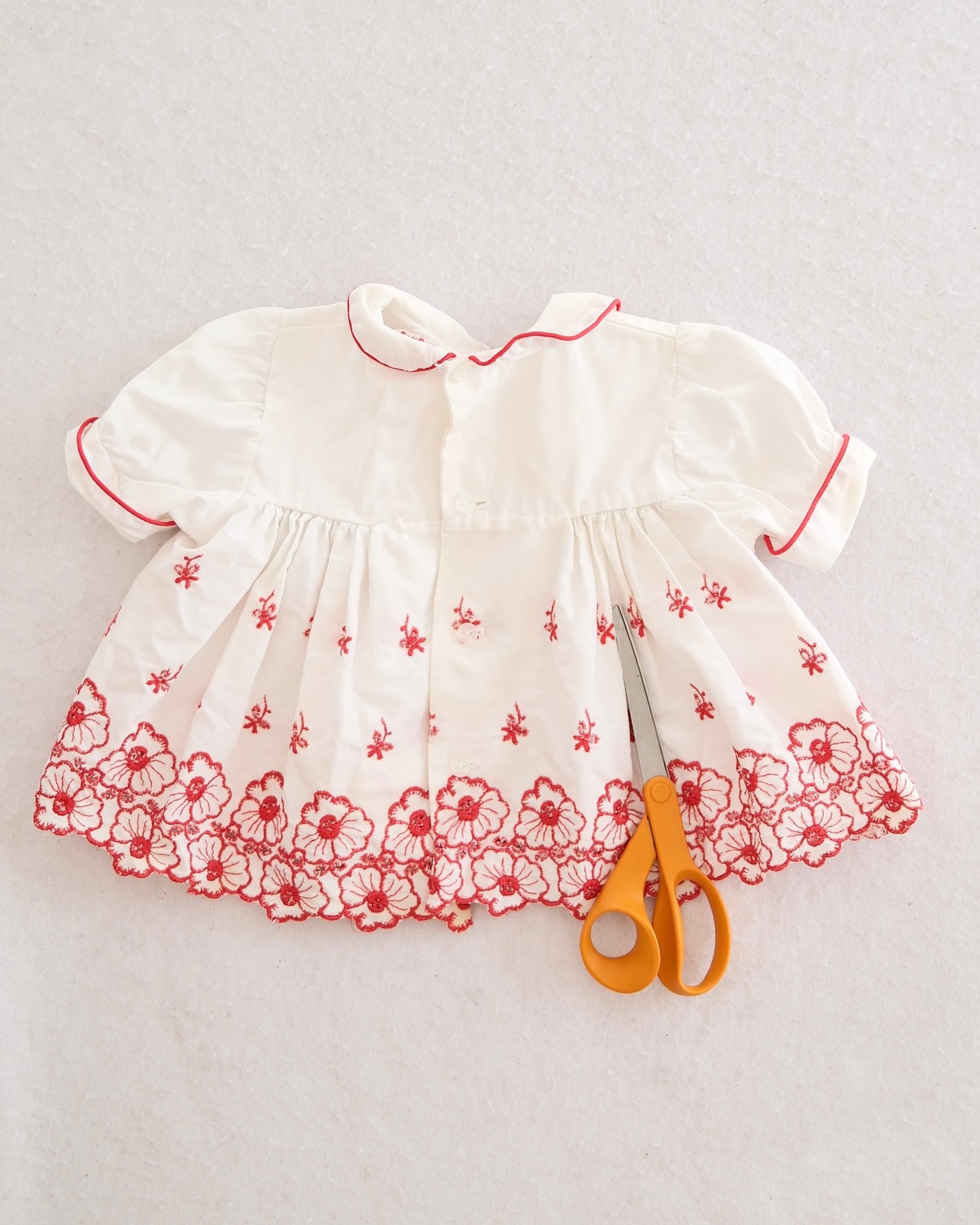 Vintage Playwell White Red Floral Embroidered Dress: 9m?