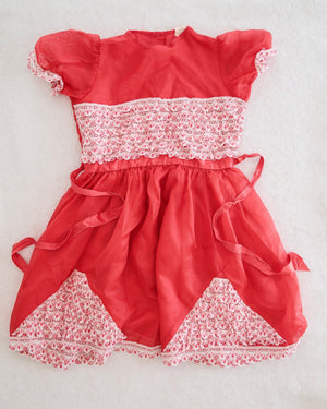 Vintage Little Lucy Red Ruffled Party Dress: 10y