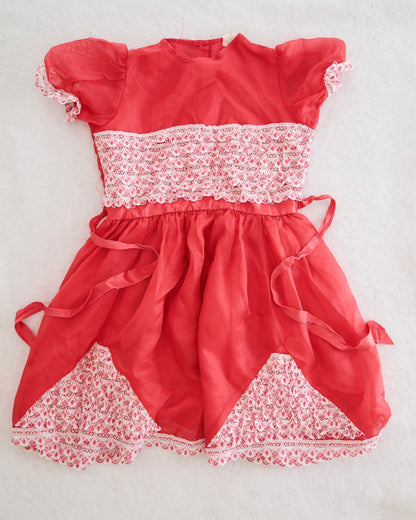 Vintage Little Lucy Red Ruffled Party Dress: 10y