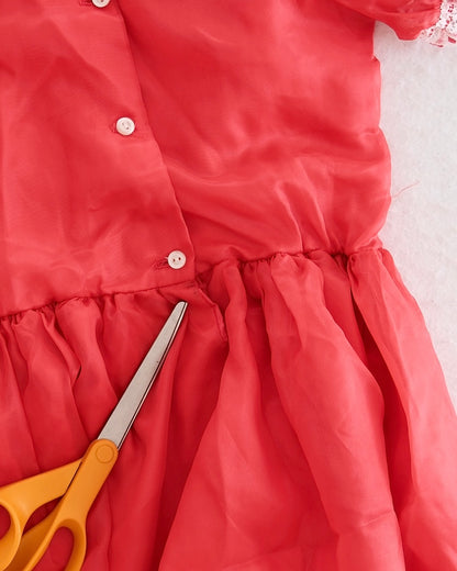 Vintage Little Lucy Red Ruffled Party Dress: 10y