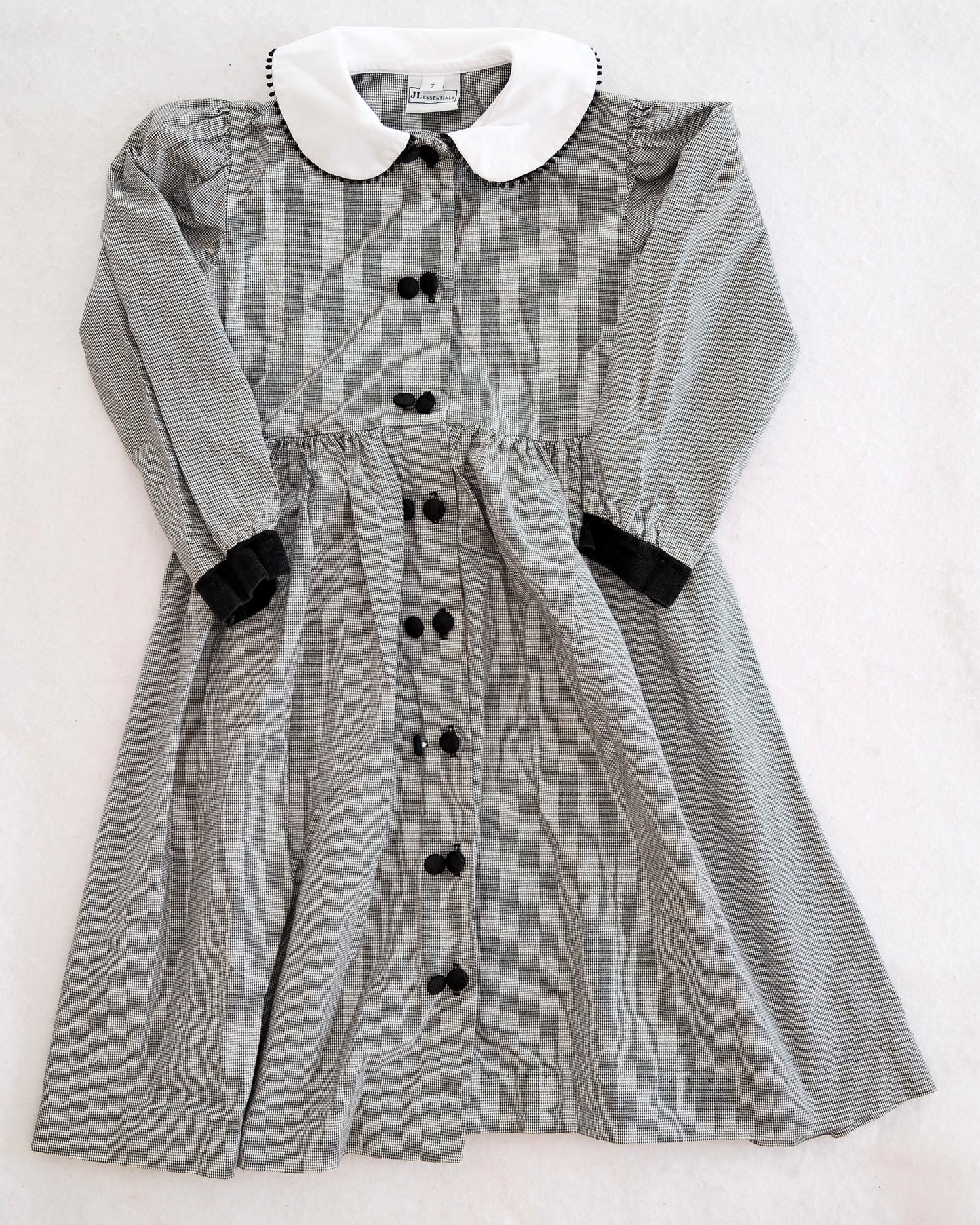 Vintage JL Essentials Houndstooth Button Dress: 7y