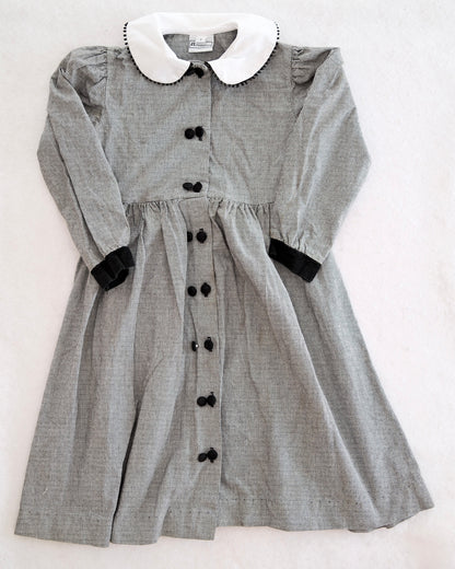 Vintage JL Essentials Houndstooth Button Dress: 7y