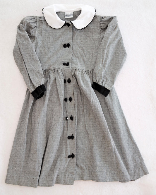 Vintage JL Essentials Houndstooth Button Dress: 7y
