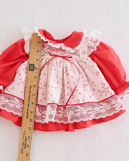 Vintage Bryan Red Floral Pinafore Dress: 0-3m