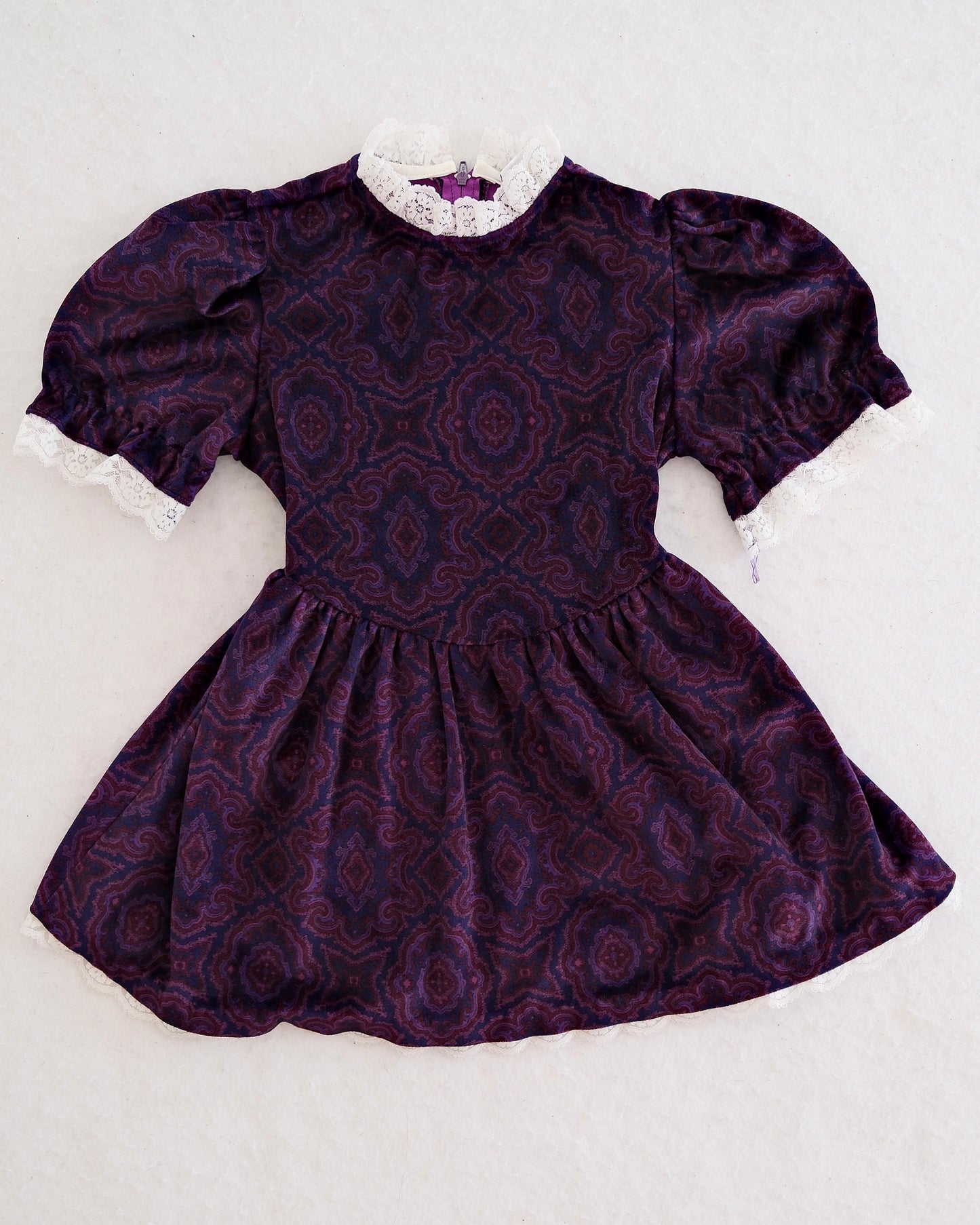 Vintage Wonderland Purple Paisley Velour Dress: 4T?