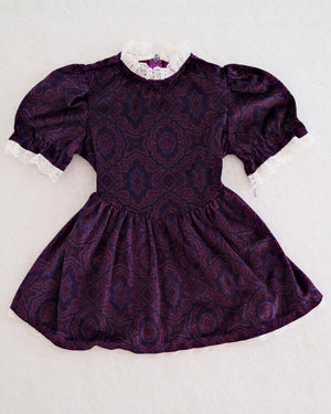 Vintage Wonderland Purple Paisley Velour Dress: 4T?