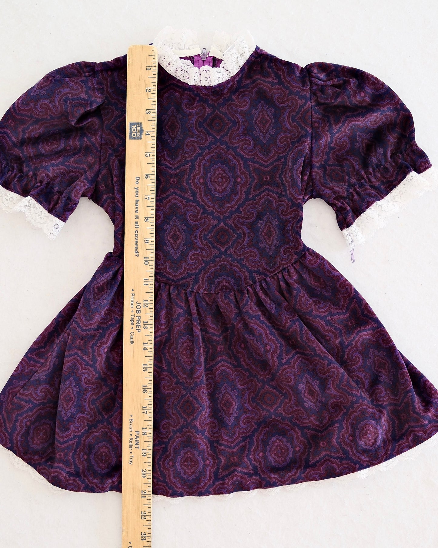 Vintage Wonderland Purple Paisley Velour Dress: 4T?