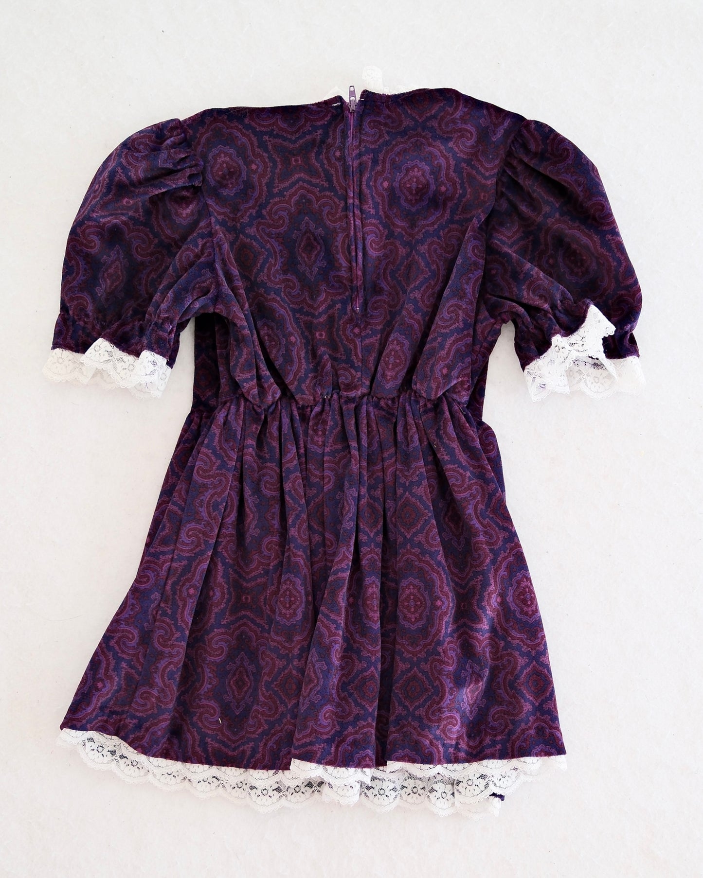 Vintage Wonderland Purple Paisley Velour Dress: 4T?