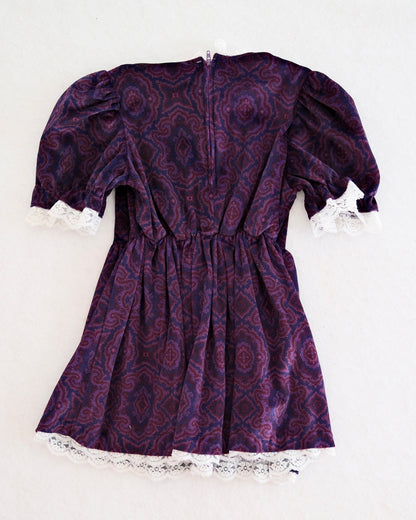 Vintage Wonderland Purple Paisley Velour Dress: 4T?