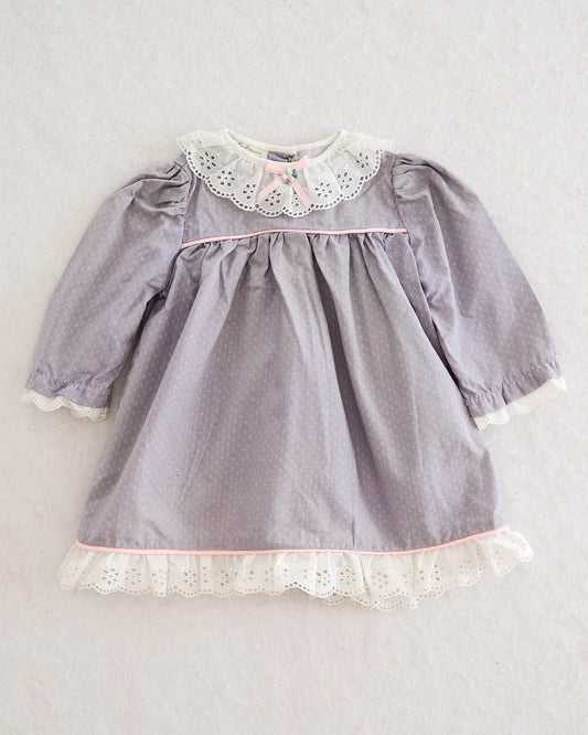 Vintage La Princesse de Colorado Gray Floral Dress: 18m