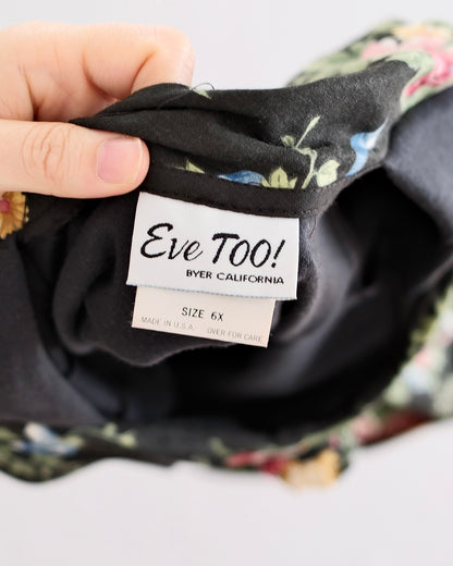 Vintage Eve Too! Black Floral Drop-Waist Dress: 6x