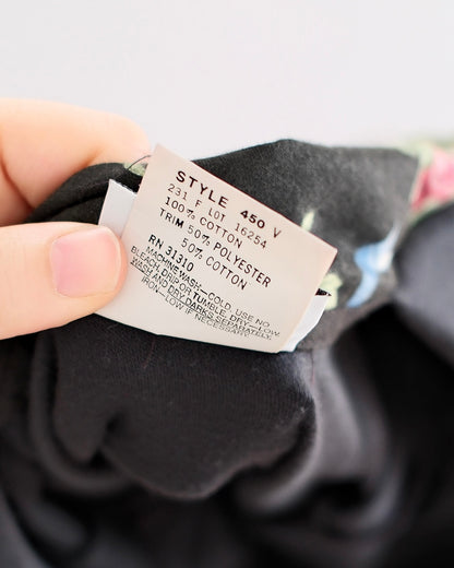 Vintage Eve Too! Black Floral Drop-Waist Dress: 6x