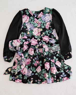 Vintage SWAT Kids Black Floral Button Dress: 5