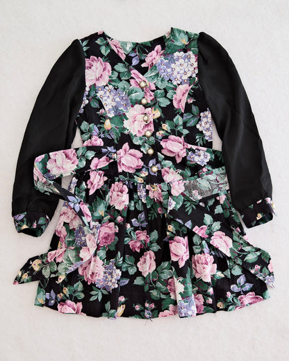 Vintage SWAT Kids Black Floral Button Dress: 5