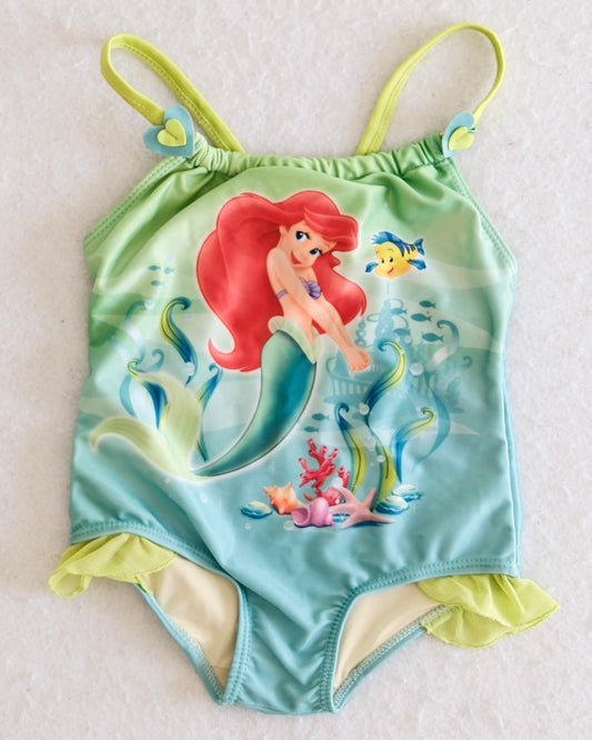 Y2K Disney Princess Little Mermaid Ariel Hearts Swimsuit: 18m - Yellow Clover Vintage Kids Clothes