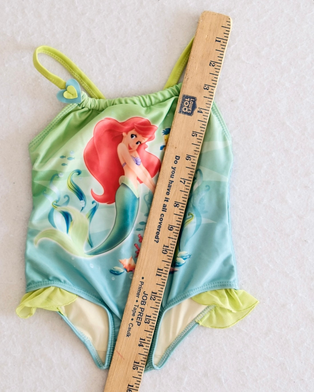 Y2K Disney Princess Little Mermaid Ariel Hearts Swimsuit: 18m - Yellow Clover Vintage Kids Clothes