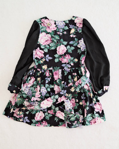 Vintage SWAT Kids Black Floral Button Dress: 5