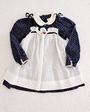 Vintage Ruth of Carolina Navy Calico Pinafore Dress: 4t