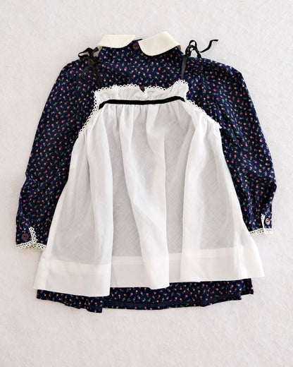 Vintage Ruth of Carolina Navy Calico Pinafore Dress: 4t