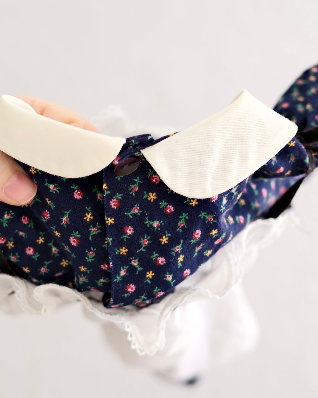 Vintage Ruth of Carolina Navy Calico Pinafore Dress: 4t