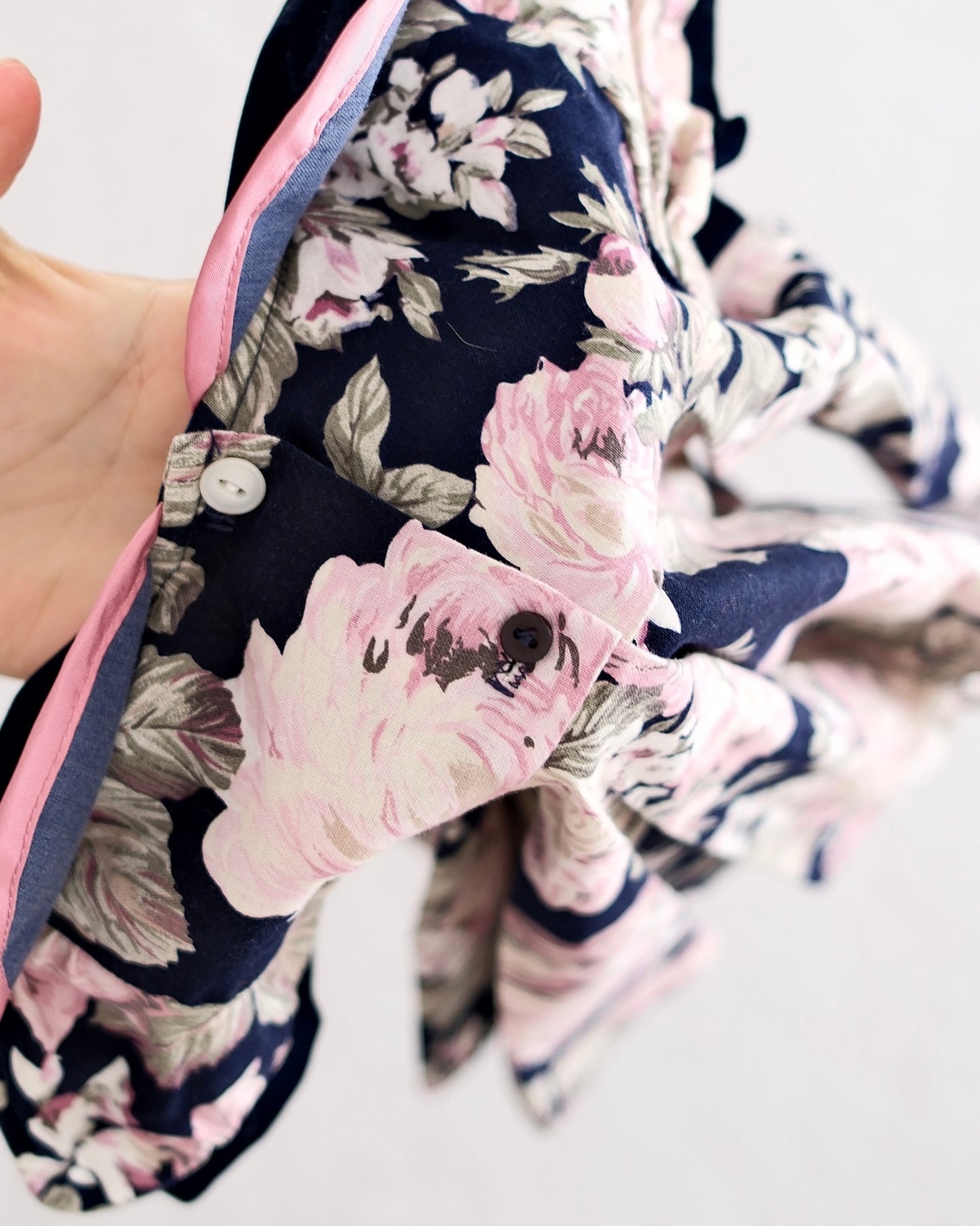 Vintage Jo Lene Navy Rose Velvet Collar Dress: 18m