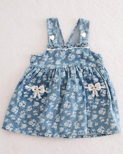 Vintage US Wear Blue Floral Denim Jumper: 2T