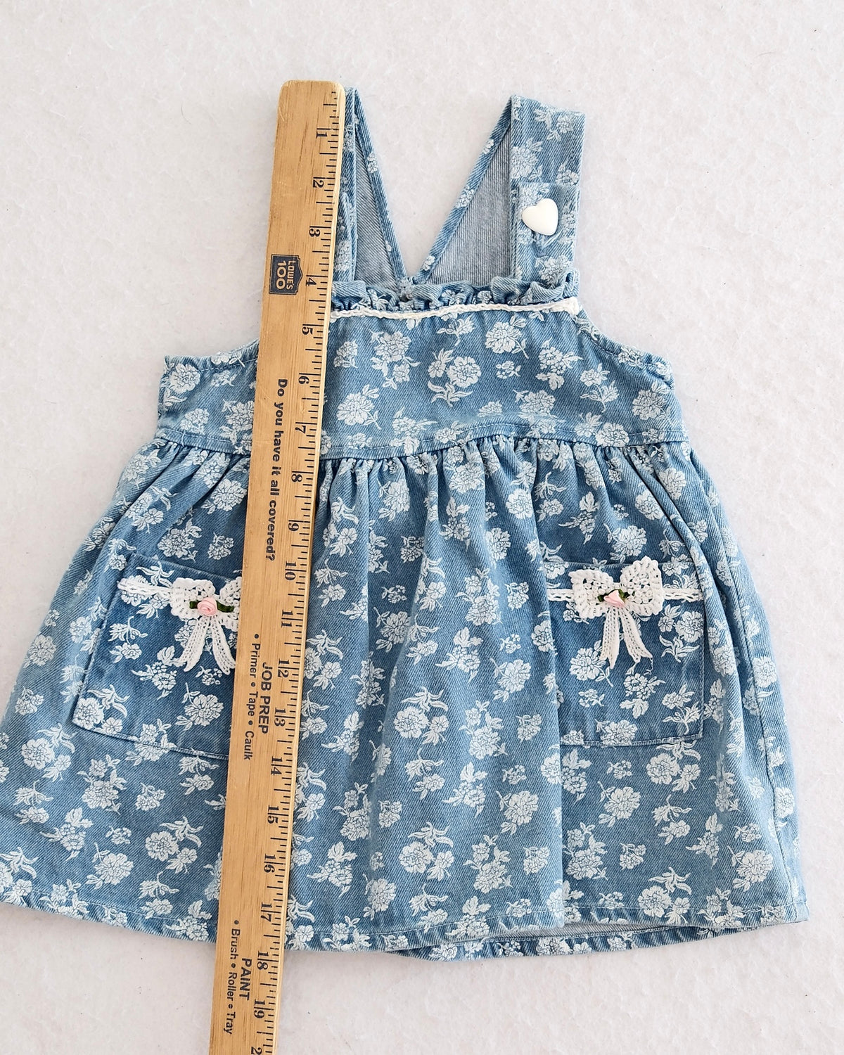 Vintage US Wear Blue Floral Denim Jumper: 2T