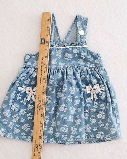 Vintage US Wear Blue Floral Denim Jumper: 2T