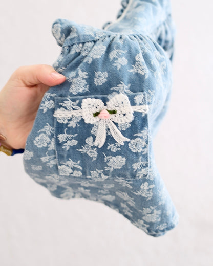 Vintage US Wear Blue Floral Denim Jumper: 2T