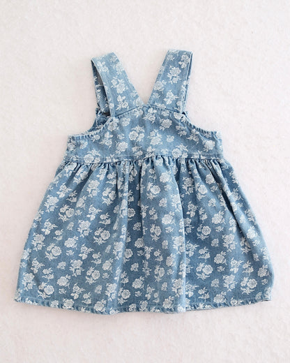 Vintage US Wear Blue Floral Denim Jumper: 2T