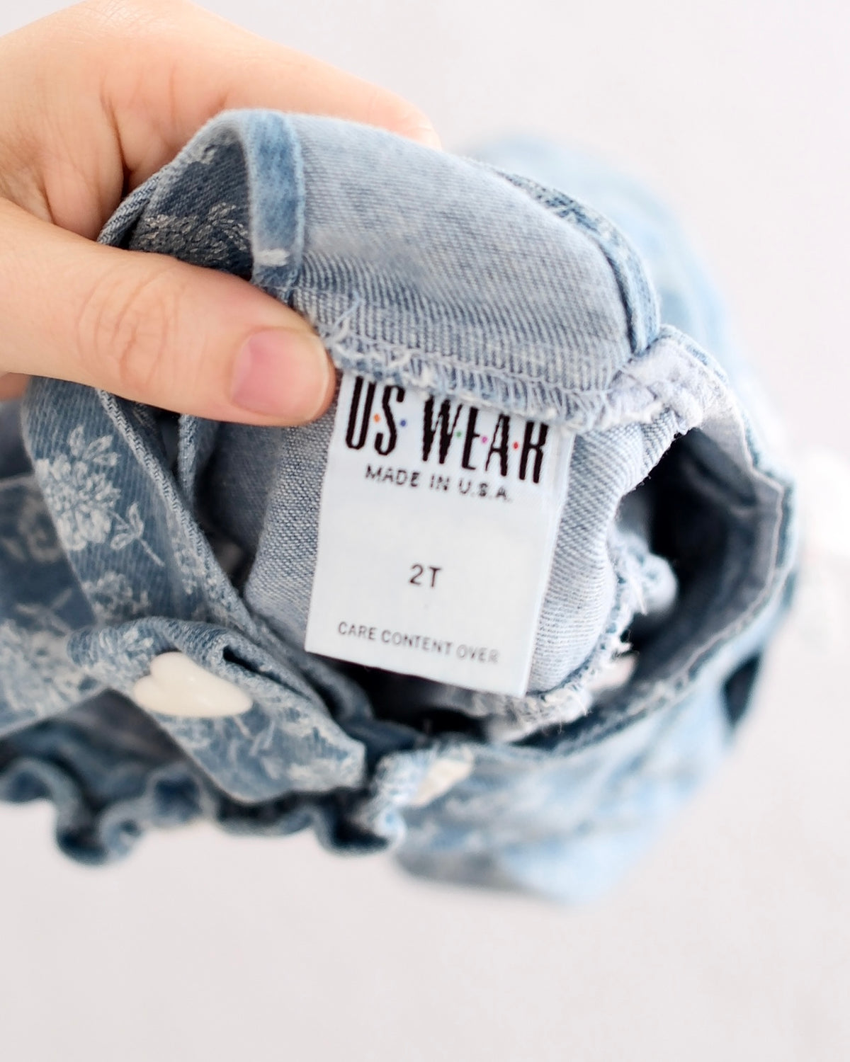 Vintage US Wear Blue Floral Denim Jumper: 2T