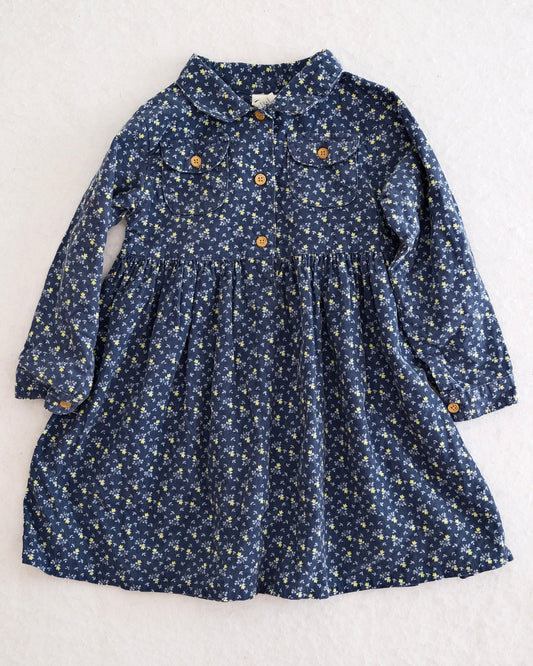 Vintage Old Navy Navy Floral Cord Dress: 4T
