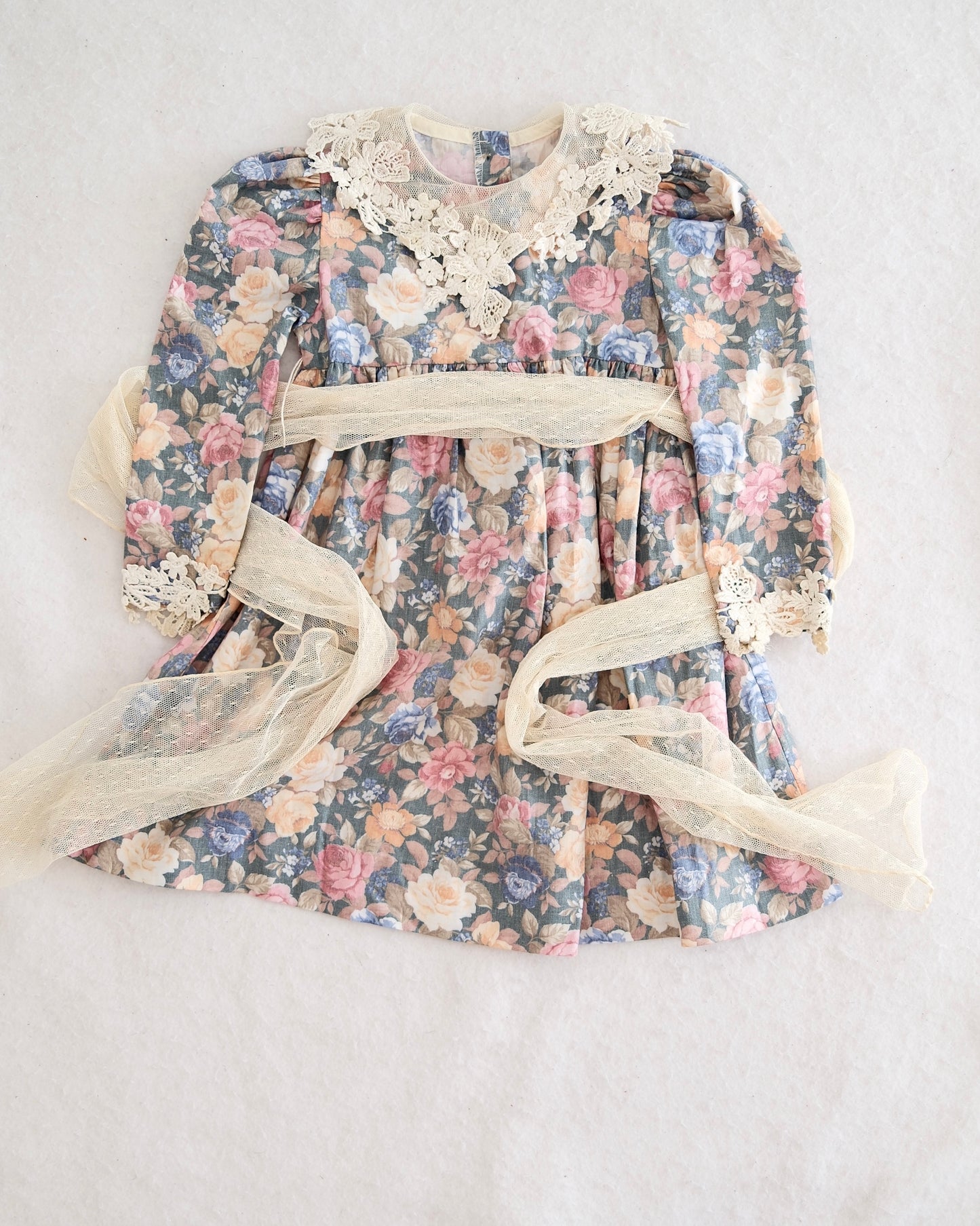 Vintage Sarah Kent Floral Lace-Collar Dress: 4t