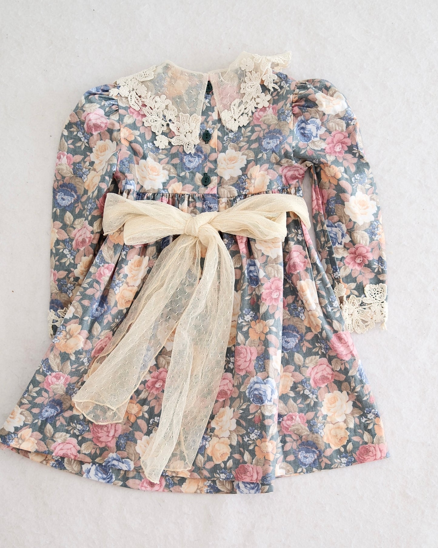 Vintage Sarah Kent Floral Lace-Collar Dress: 4t