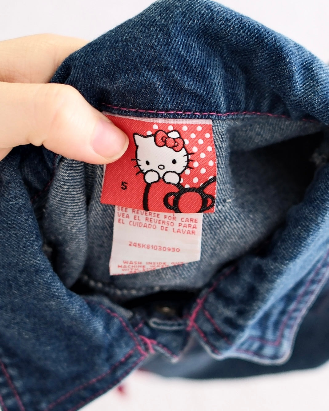 Y2K Kids Hello Kitty Sanrio Denim Button-Front Dress: 5T