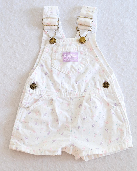 Vintage OshKosh B'Gosh White Pastel Confetti Shortalls: 12 Months