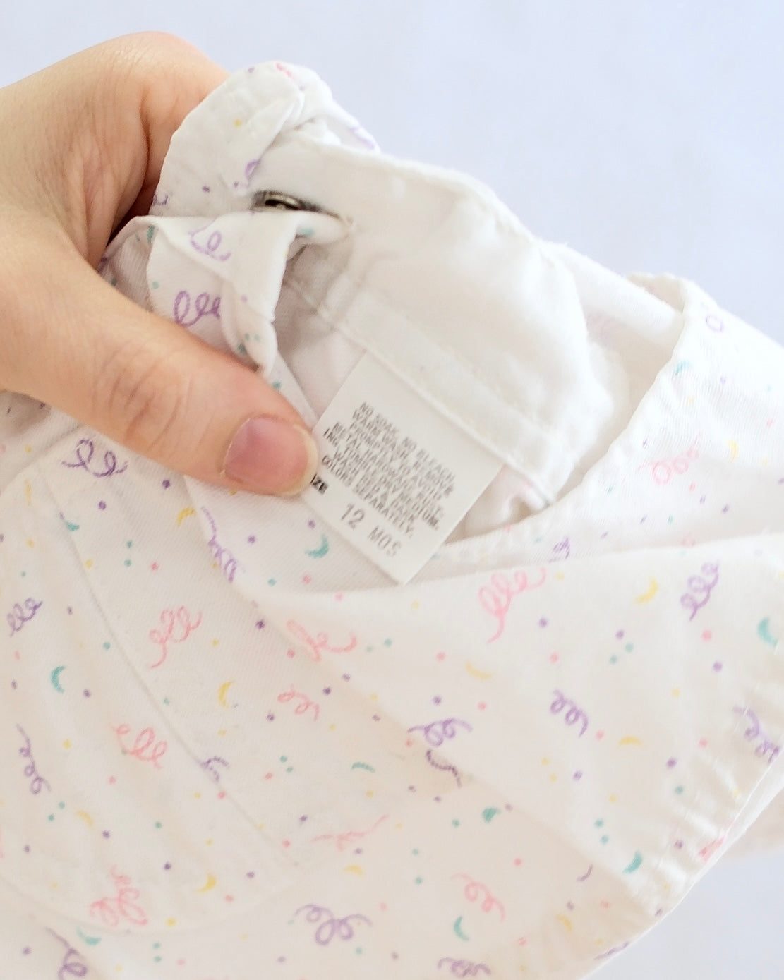 Vintage OshKosh B'Gosh White Pastel Confetti Shortalls: 12 Months