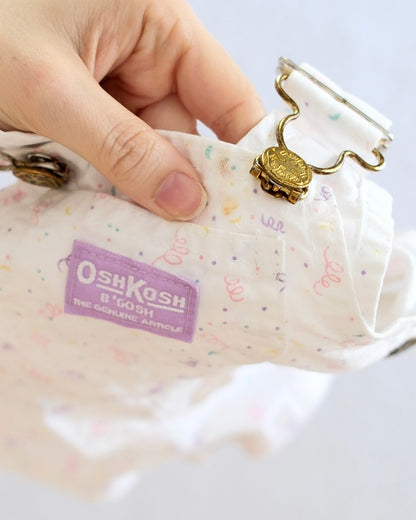 Vintage OshKosh B'Gosh White Pastel Confetti Shortalls: 12 Months
