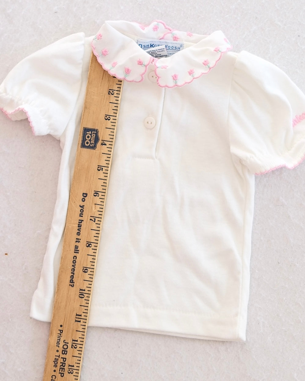 Vintage Baby OshKosh B'Gosh Pink Floral Woven Shortall + Embroidered Matching Top Set: 3/6m+