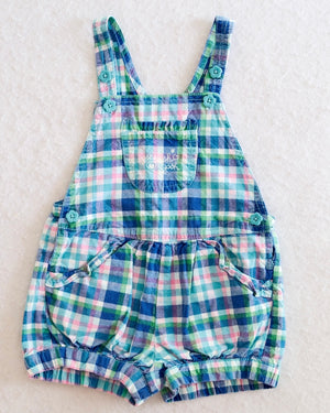Y2K Toddler OshKosh B'Gosh Blue Plaid Bubble Shortall: 24 Months