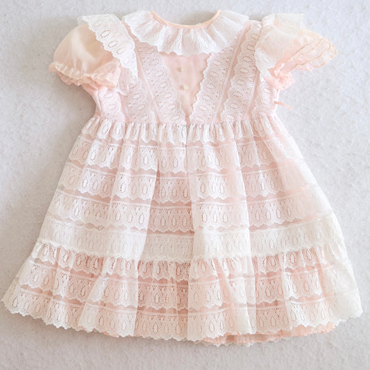 Vintage Toddletime Pink Lace Panel Toddler Dress, 2T
