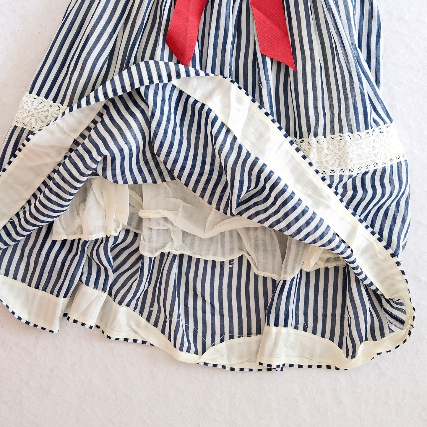 Vintage Youngland Navy Stripe Kids Dress, 7/8y?