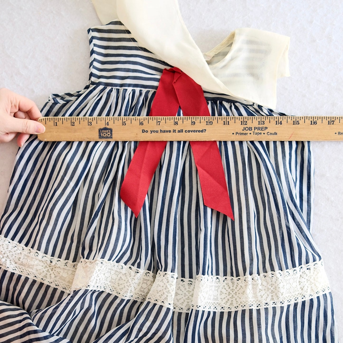 Vintage Youngland Navy Stripe Kids Dress, 7/8y?