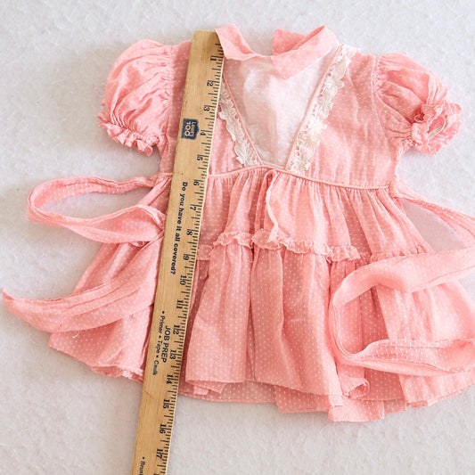 Vintage Love Brand Pink Swiss Dot Tiered Baby Dress, 12m?
