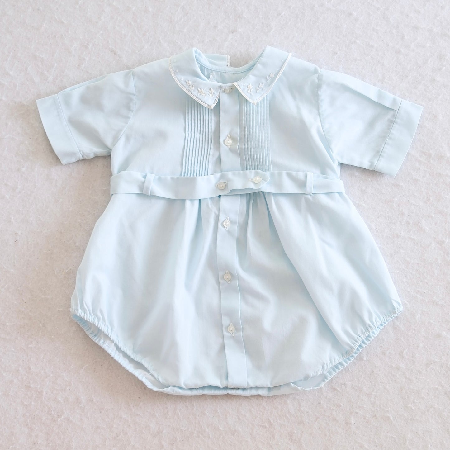 Vintage Feltman Bros Blue Hand Embroidered Baby Bubble Romper, 9m?