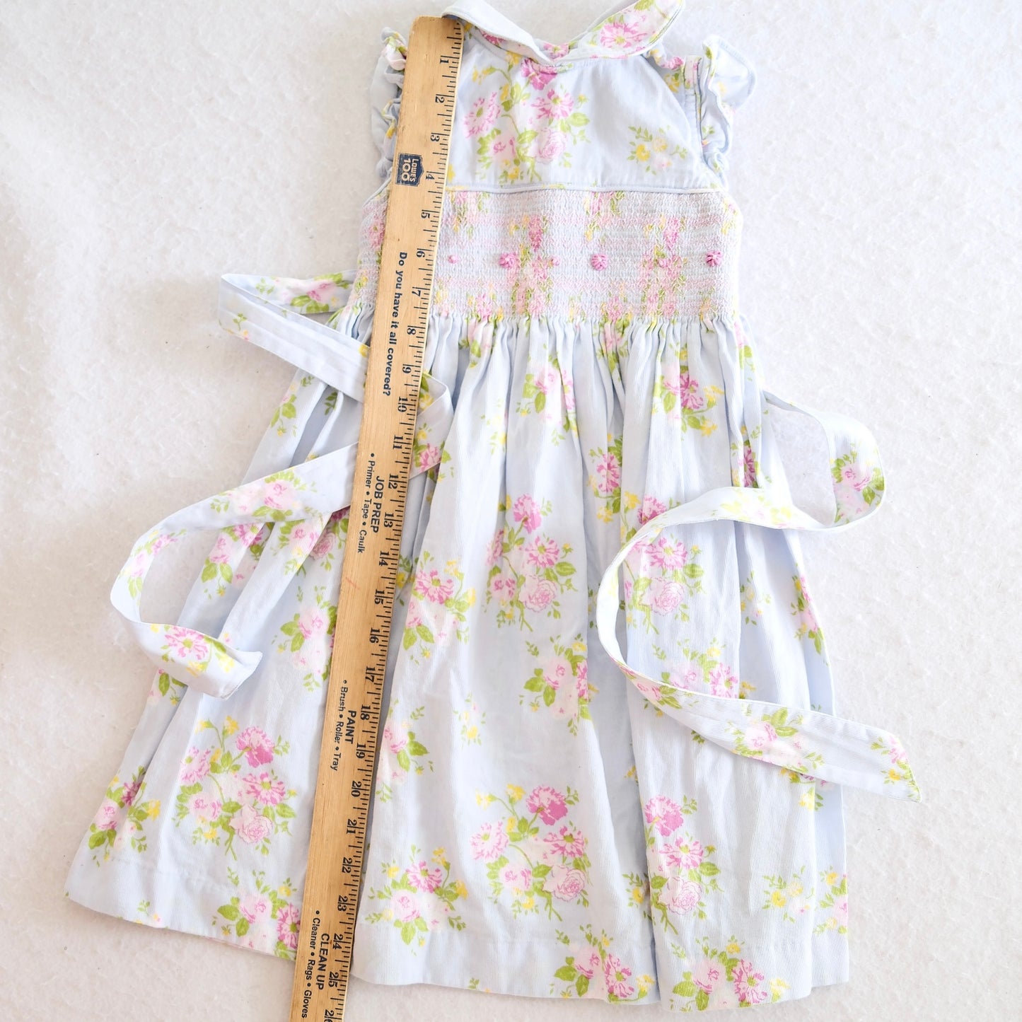 Y2K Laura Ashley Blue Floral Smocked Toddler Dress, Size 4