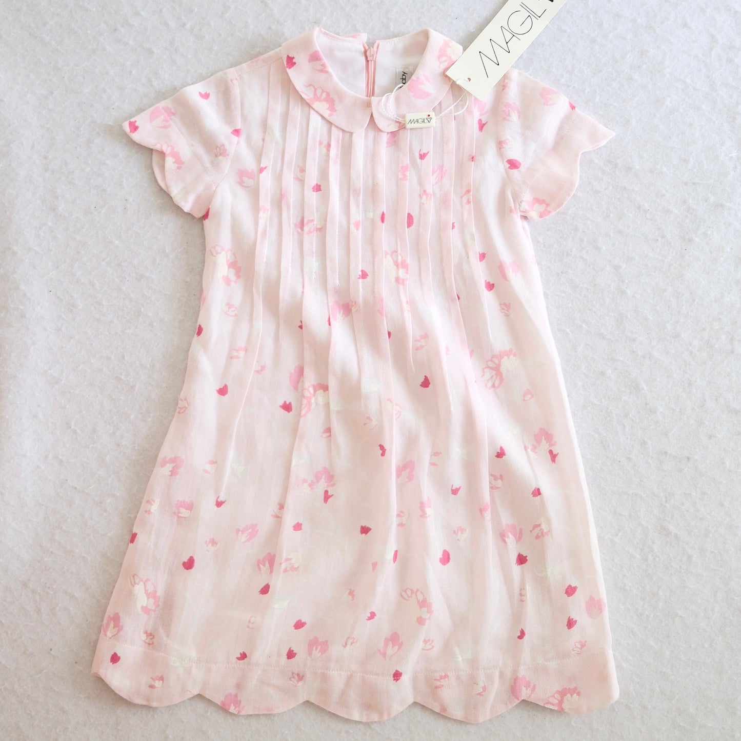 Y2K Magil Baby Pink Tulip Print Pintuck Toddler Dress, 3T?